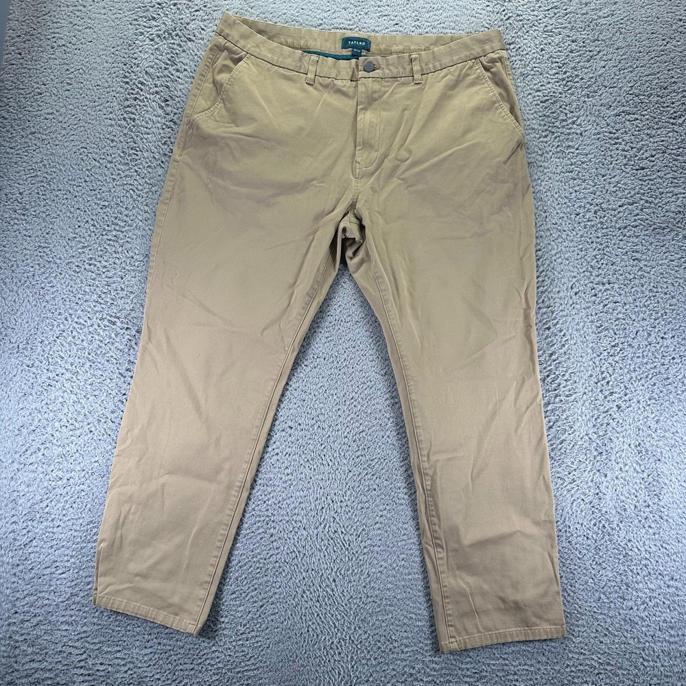 Taylrd Pant Men 40x30 Brown Cotton Chino Straight Business Preppy‎ Career Slim